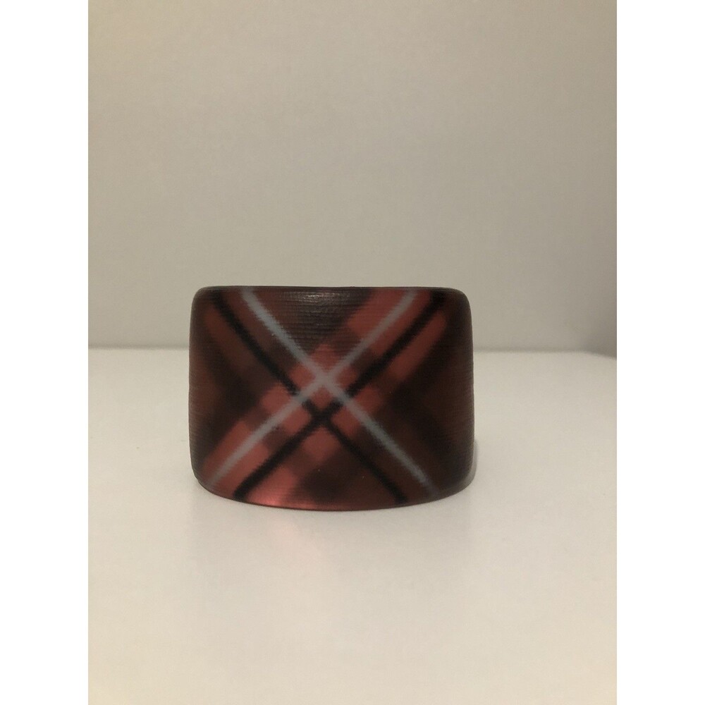 Alexis Bittar Red Tartan Plaid Lucite Cuff Bracelet With Box